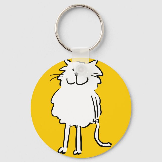 Happy Smiling Cat. Cat-Themed Keychain (Front)