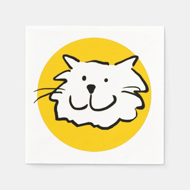 Happy Smiling Cat. Cat-Themed Paper Napkins (Front)