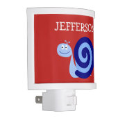 Happy, Smiling, Cute Blue Snail Character + Name Night Light (Right)