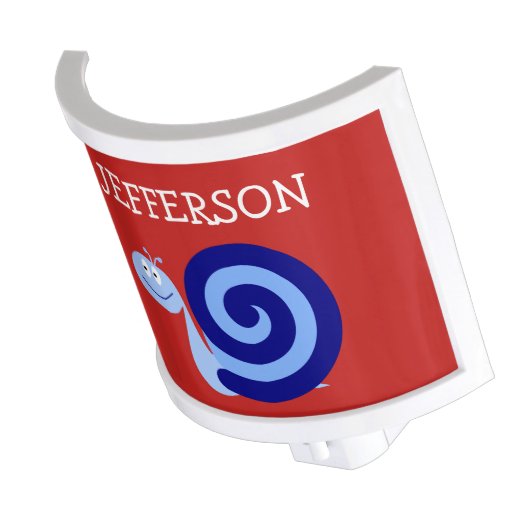 Happy, Smiling, Cute Blue Snail Character + Name Night Light (Angled)