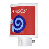 Happy, Smiling, Cute Blue Snail Character + Name Night Light (Left)