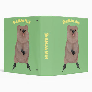 Happy smiling cute quokka cartoon design 3 ring binder
