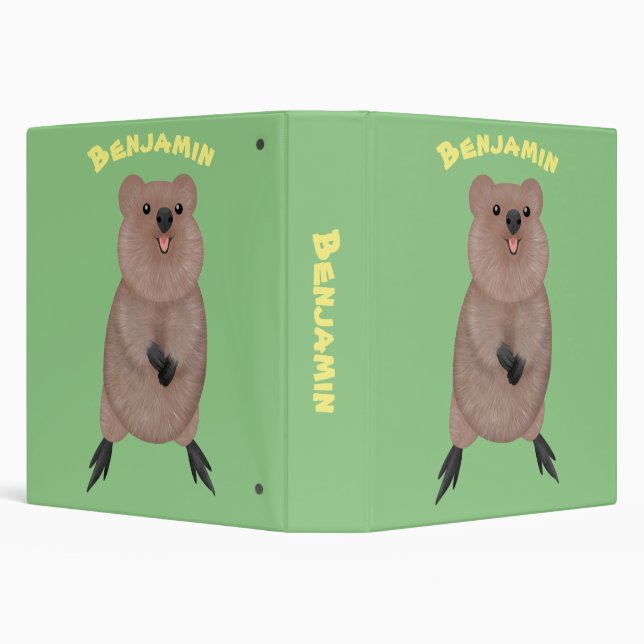 Happy smiling cute quokka cartoon design 3 ring binder (Background)