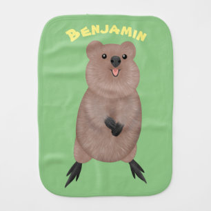 Happy smiling cute quokka cartoon design baby burp cloth