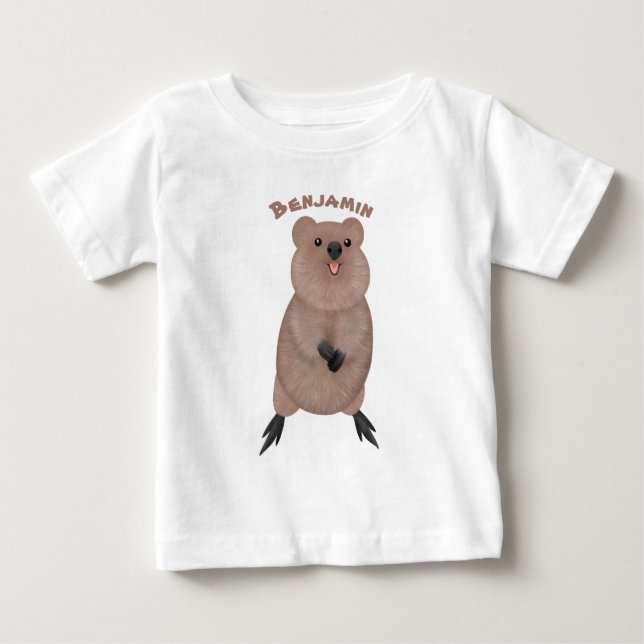 Happy smiling cute quokka cartoon design baby T-Shirt (Front)