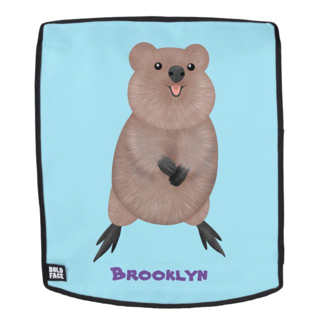 Happy smiling cute quokka cartoon design backpack (Removable Face)
