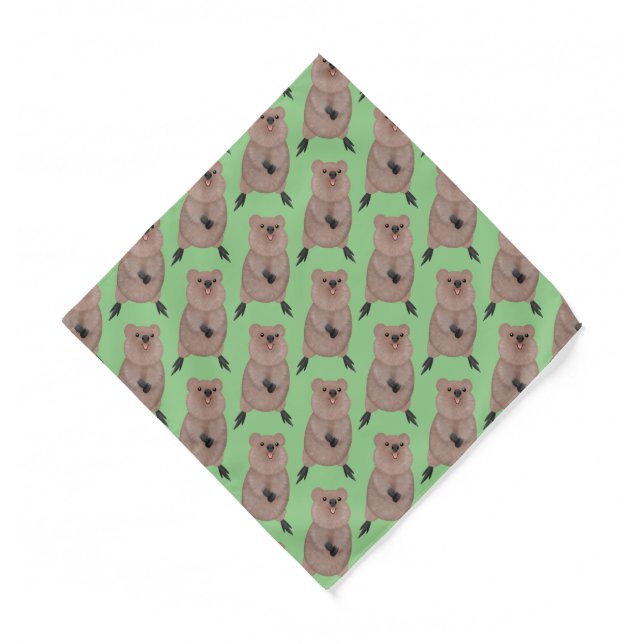 Happy smiling cute quokka cartoon design bandana (Front)