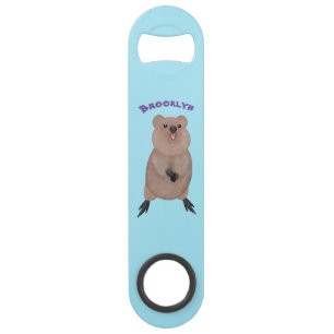 Happy smiling cute quokka cartoon design bar key