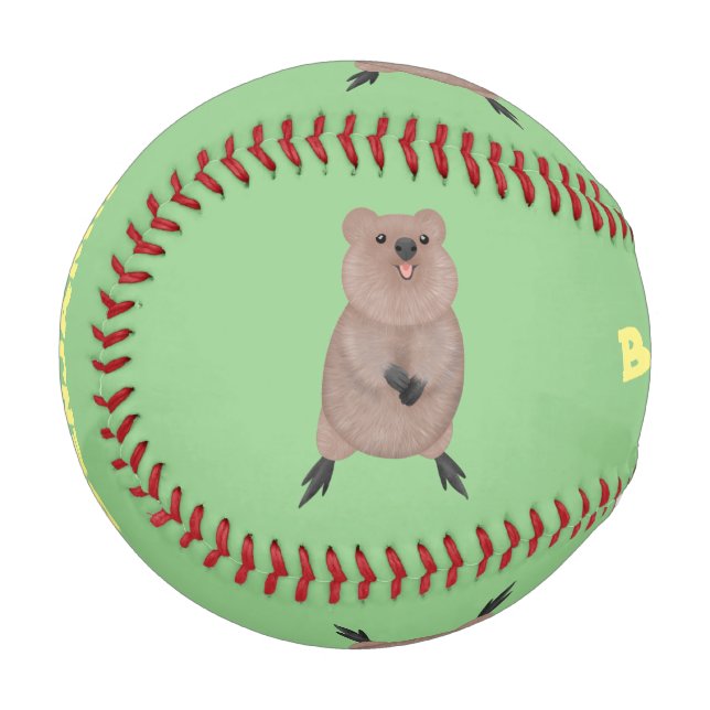 Happy smiling cute quokka cartoon design baseball (Front Left)