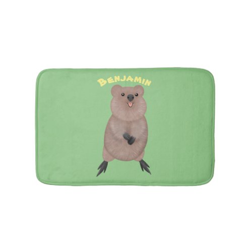 Happy smiling cute quokka cartoon design bath mat