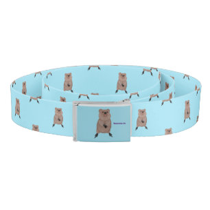 Happy smiling cute quokka cartoon design belt