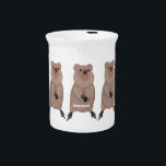 Happy smiling cute quokka cartoon design beverage pitcher<br><div class="desc">For quokka lovers! This happy smiling Rottnest island quokka is adorable fun.</div>