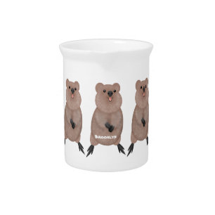 Happy smiling cute quokka cartoon design beverage pitcher