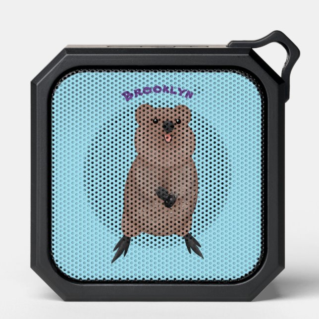 Happy smiling cute quokka cartoon design bluetooth speaker (Front)