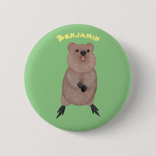 Happy smiling cute quokka cartoon design button