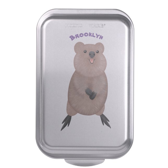 Happy smiling cute quokka cartoon design cake pan (Front Vertical)