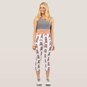 Happy smiling cute quokka cartoon design capri leggings