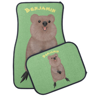 Happy smiling cute quokka cartoon design car floor mat