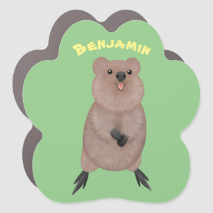 Happy smiling cute quokka cartoon design car magnet