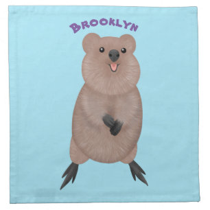 Happy smiling cute quokka cartoon design cloth napkin