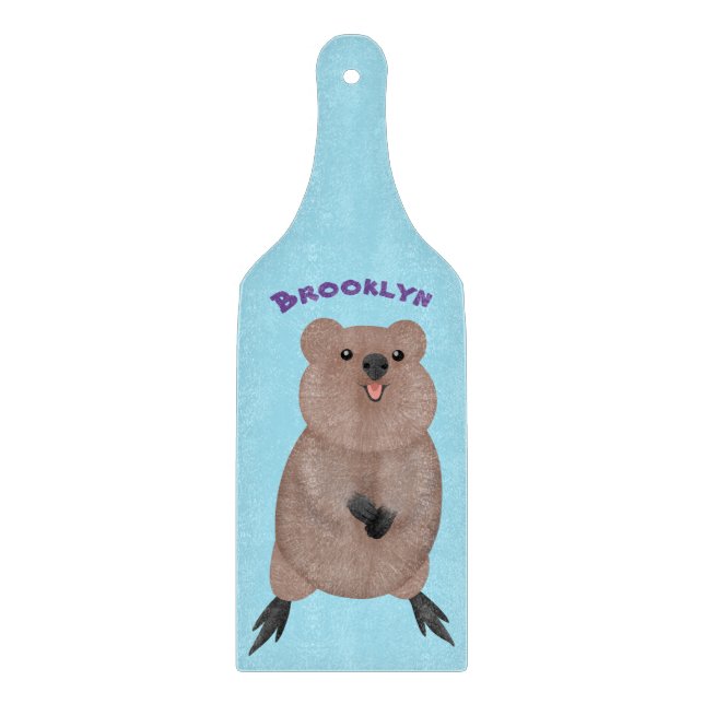 Happy smiling cute quokka cartoon design cutting board (Front)