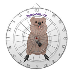 Happy smiling cute quokka cartoon design dart board