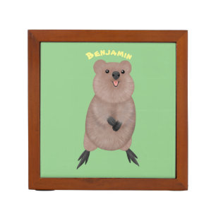 Happy smiling cute quokka cartoon design desk organizer