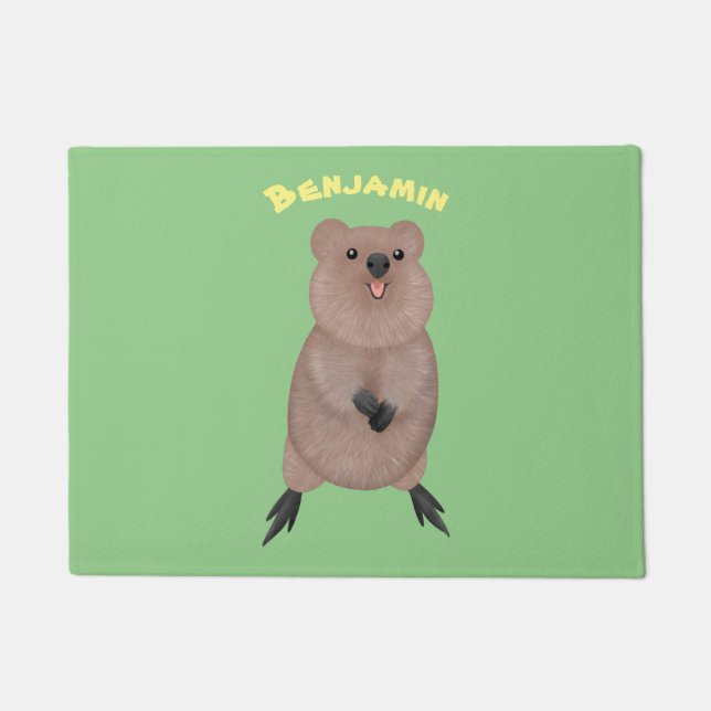 Happy smiling cute quokka cartoon design doormat (Front)