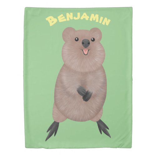 Happy smiling cute quokka cartoon design duvet cover