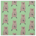 Happy smiling cute quokka cartoon design fabric