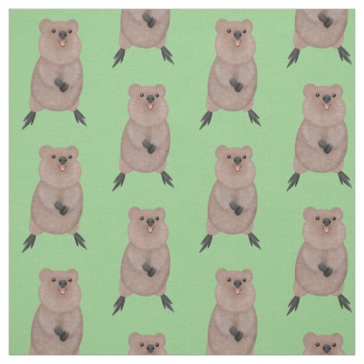 Happy smiling cute quokka cartoon design fabric