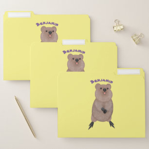 Happy smiling cute quokka cartoon design file folder