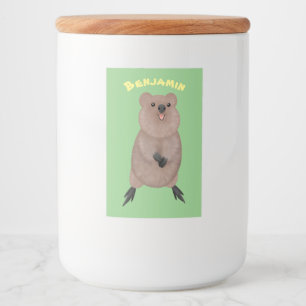Happy smiling cute quokka cartoon design food label