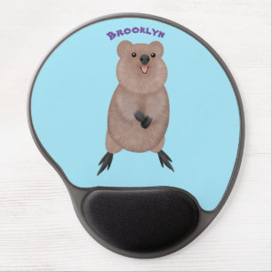 Happy smiling cute quokka cartoon design gel mouse pad