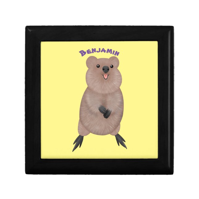 Happy smiling cute quokka cartoon design gift box (Front)