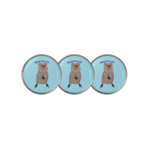 Happy smiling cute quokka cartoon design golf ball marker
