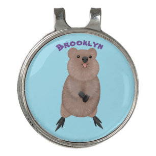 Happy smiling cute quokka cartoon design golf hat clip