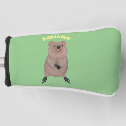 Happy smiling cute quokka cartoon design golf head cover