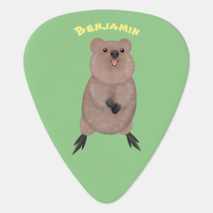 Happy smiling cute quokka cartoon design guitar pick