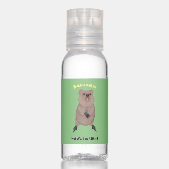 Happy smiling cute quokka cartoon design hand sanitizer (Front)