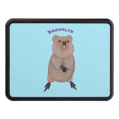 Happy smiling cute quokka cartoon design hitch cover