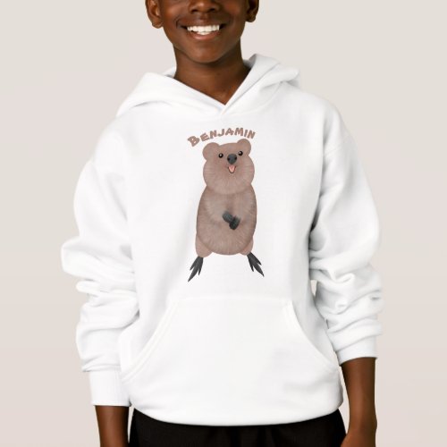 Happy smiling cute quokka cartoon design hoodie