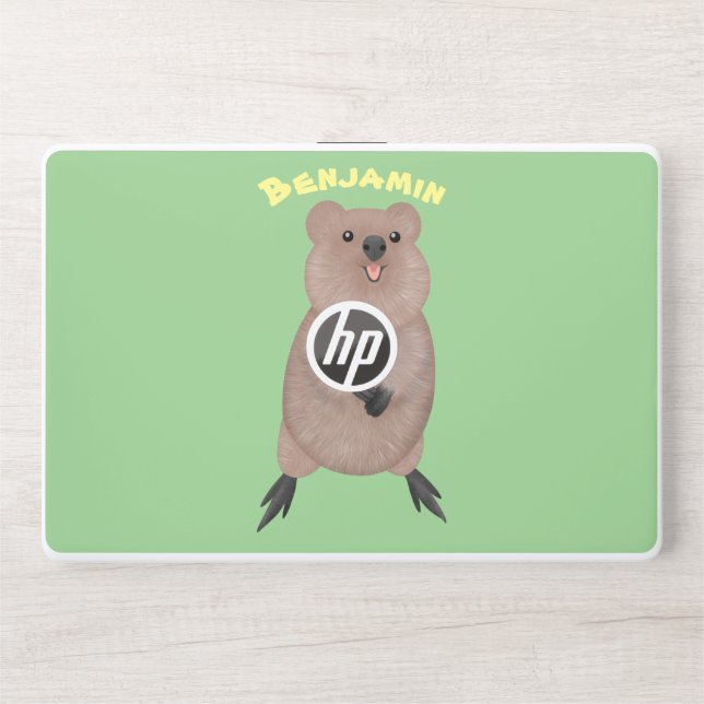 Happy smiling cute quokka cartoon design HP laptop skin (Front)
