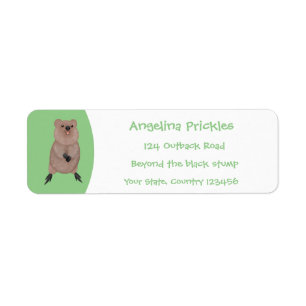 Happy smiling cute quokka cartoon design label