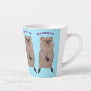 Happy smiling cute quokka cartoon design latte mug