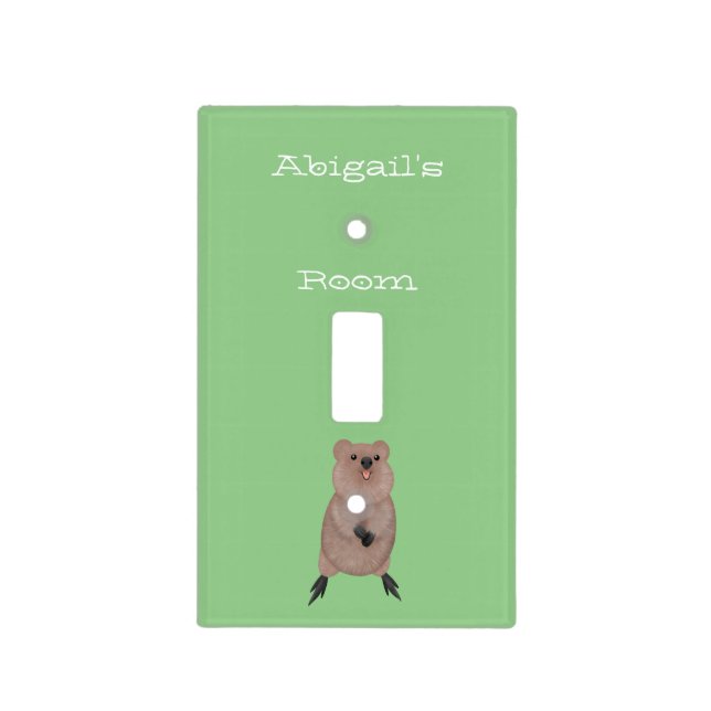 Happy smiling cute quokka cartoon design  light switch cover (Front)