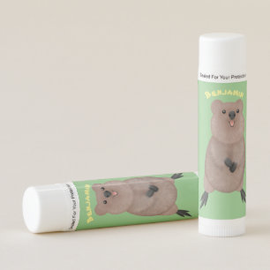 Happy smiling cute quokka cartoon design lip balm