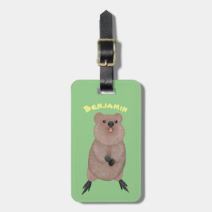 Happy smiling cute quokka cartoon design luggage tag