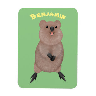 Happy smiling cute quokka cartoon design magnet