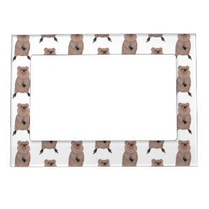 Happy smiling cute quokka cartoon design magnetic frame